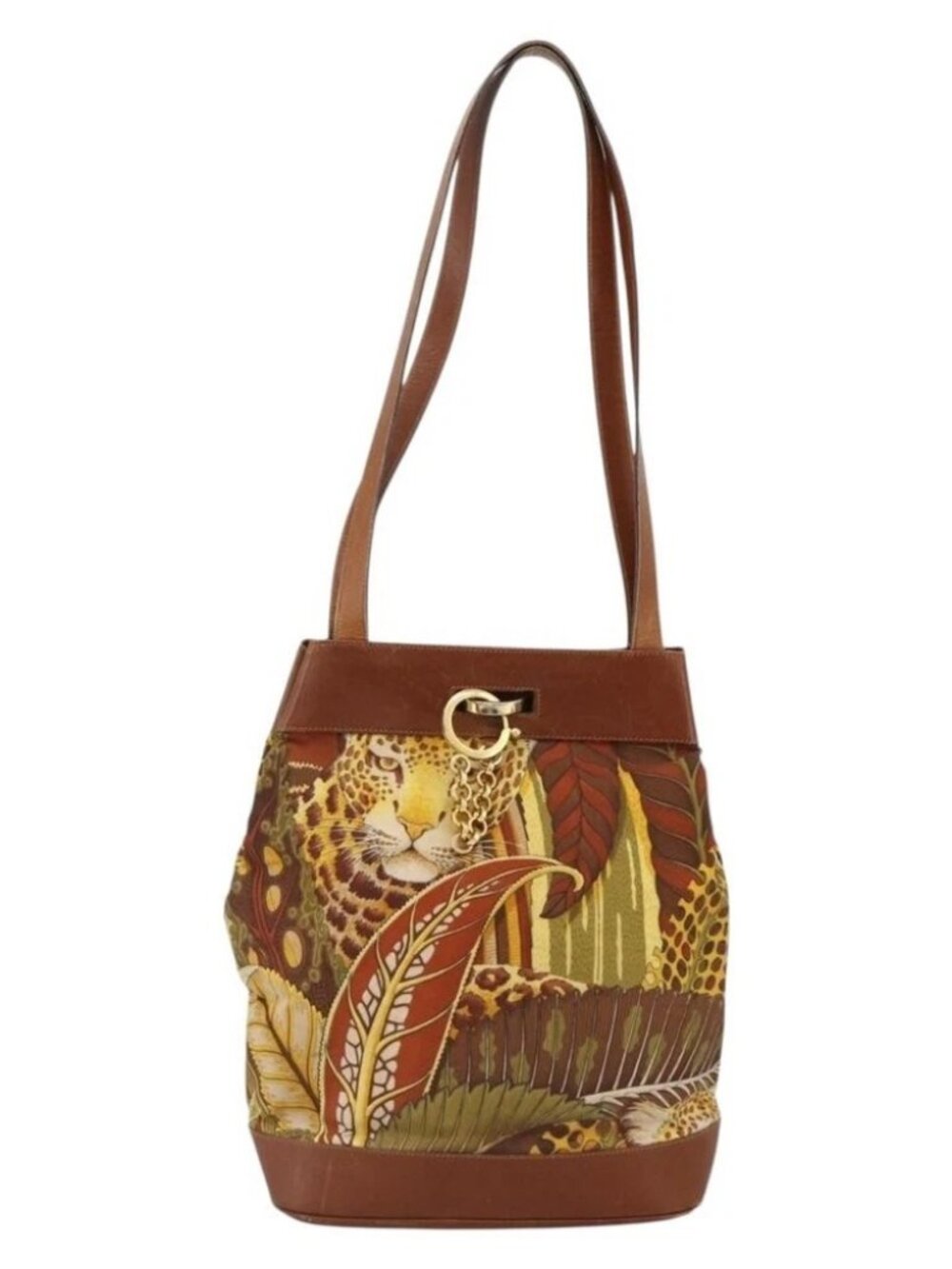 Salvatore Ferragamo Tote Bag Nylon Brown Gold Auth ka3760A - Picture 2 of 15